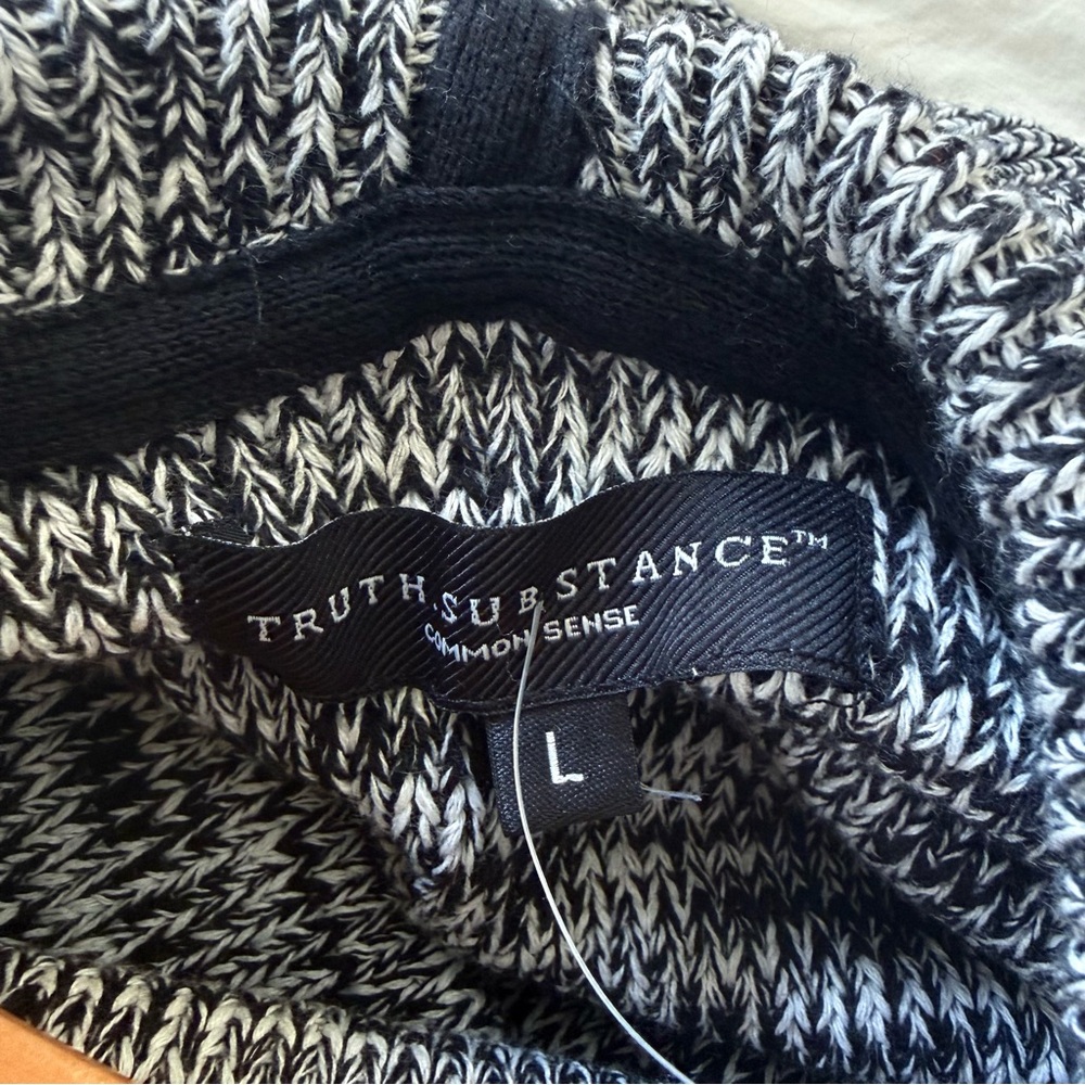 Stylish Black Gray Men’s Cotton Blend Knit Sweater Hoodie Pullover Top Size L - Picture 6 of 8